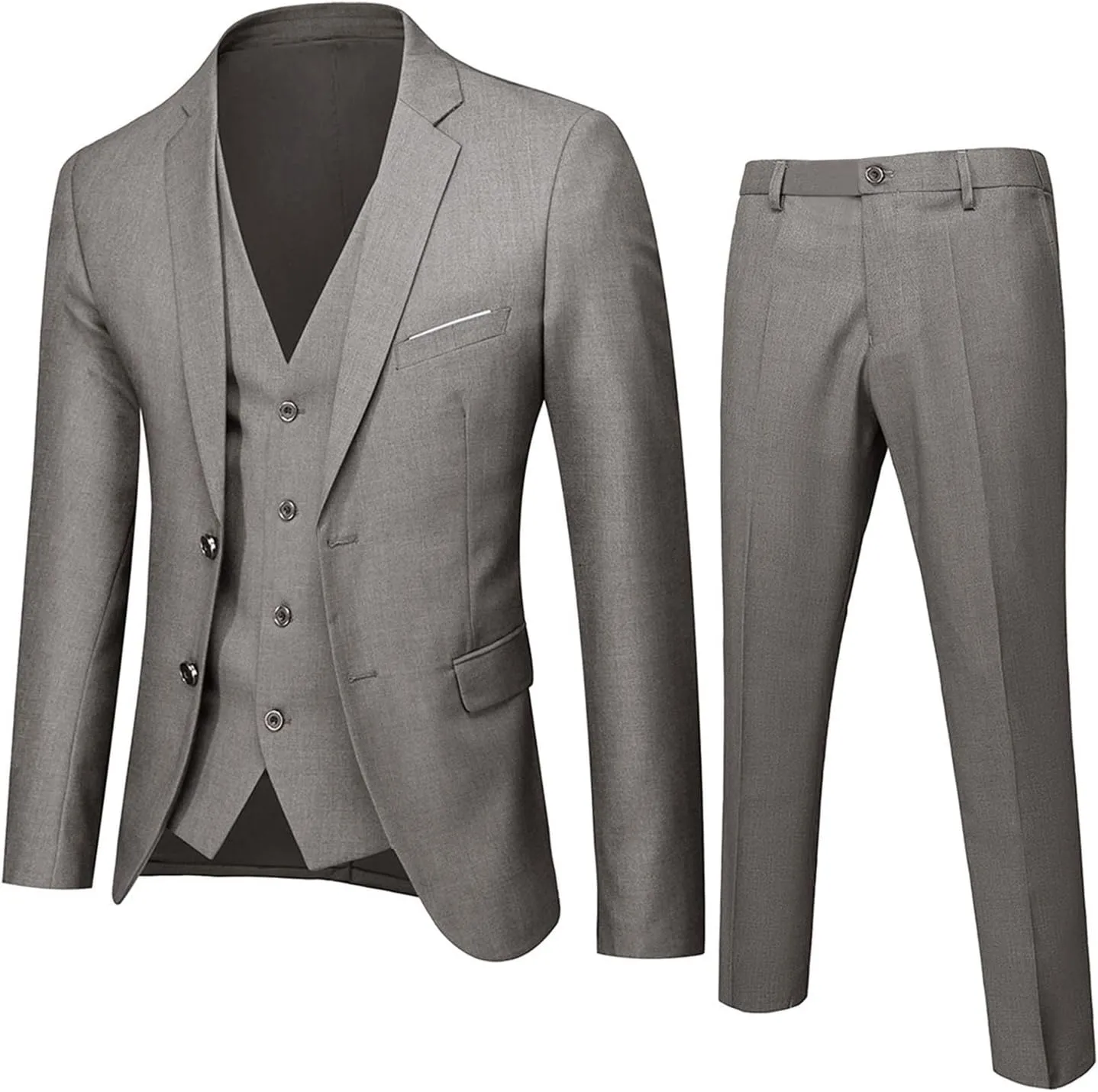 Men's Slim Fit Blue 3 Piece Suit Set - Blazer, Vest, Pants - Wedding, Business, Prom, Tuxedo Suits