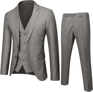 Men's Slim Fit Blue 3 Piece Suit Set - Blazer, Vest, Pants - Wedding, Business, Prom, Tuxedo Suits