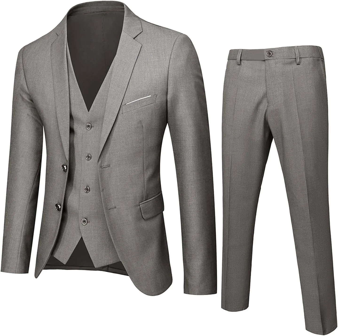 Men's Slim Fit Blue 3 Piece Suit Set - Blazer, Vest, Pants - Wedding, Business, Prom, Tuxedo Suits
