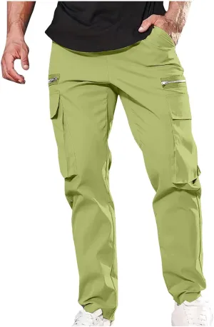 Mens Slim Fit Hiking Cargo Pants Tactical Pants Multiple Pockets Outdoor Straight Leg Trousers Casual Sweatpants