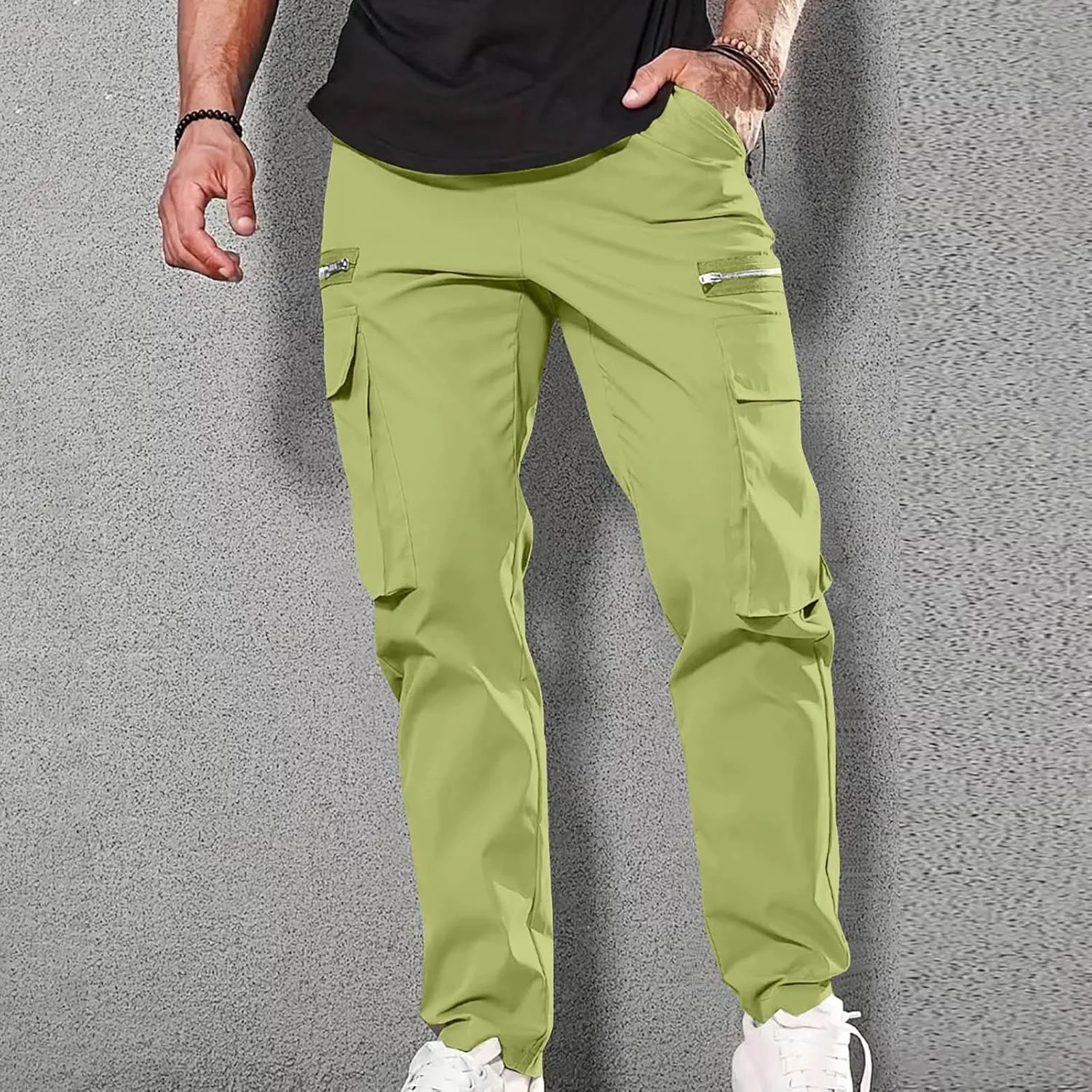 Mens Slim Fit Hiking Cargo Pants Tactical Pants Multiple Pockets Outdoor Straight Leg Trousers Casual Sweatpants
