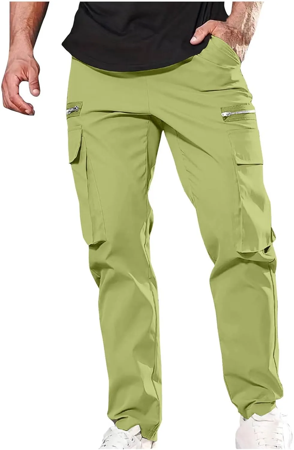 Mens Slim Fit Hiking Cargo Pants Tactical Pants Multiple Pockets Outdoor Straight Leg Trousers Casual Sweatpants