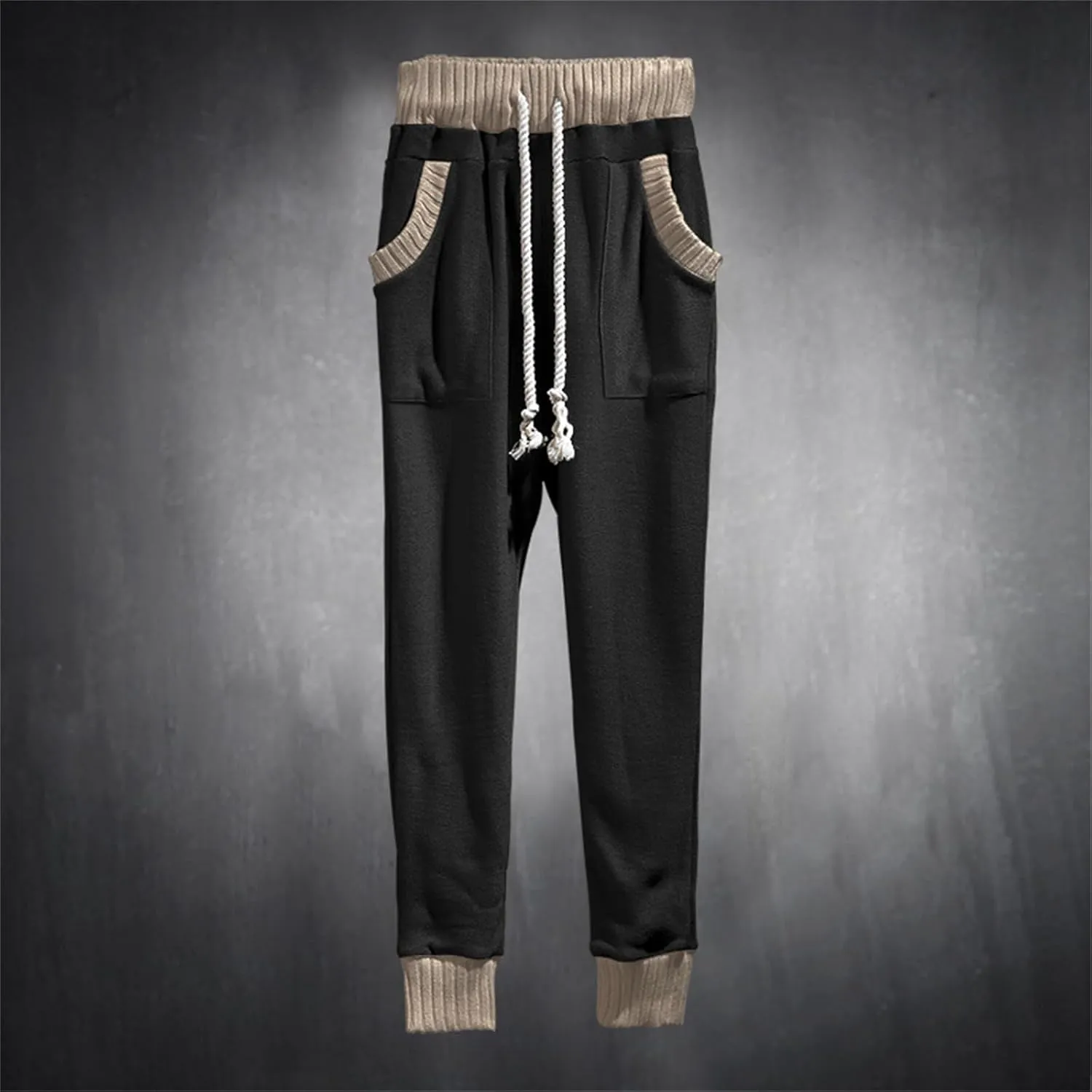 Men's Slim Fit Joggers Patchwork Knit Novelty Pants Active Workout Lightweight Casual Trousers Fashion Sweatpants