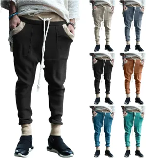 Men's Slim Fit Joggers Patchwork Knit Novelty Pants Active Workout Lightweight Casual Trousers Fashion Sweatpants