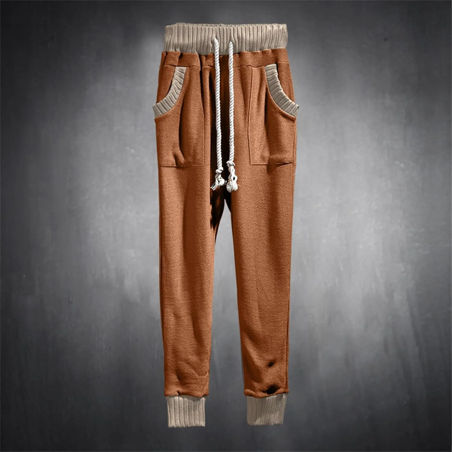 Men's Slim Fit Joggers Patchwork Knit Novelty Pants Active Workout Lightweight Casual Trousers Fashion Sweatpants