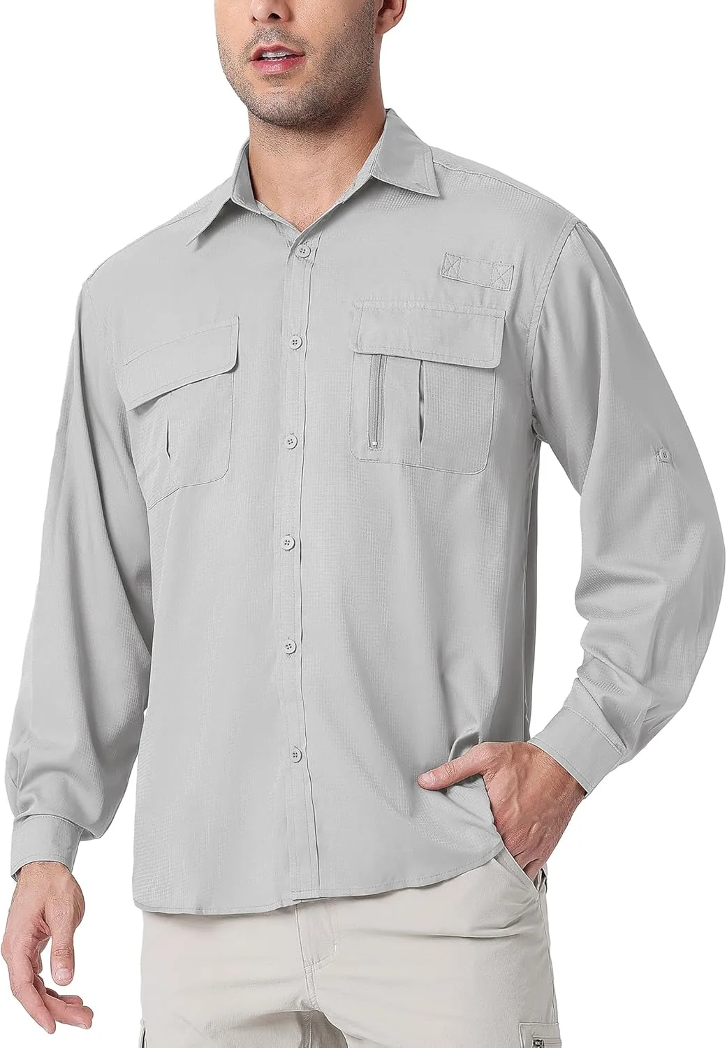Men's UPF 50  UV Long Sleeve Sun SPF Protection Button Down Quick Dry Shirts Cooling Fishing Breathable for Safari Hiking