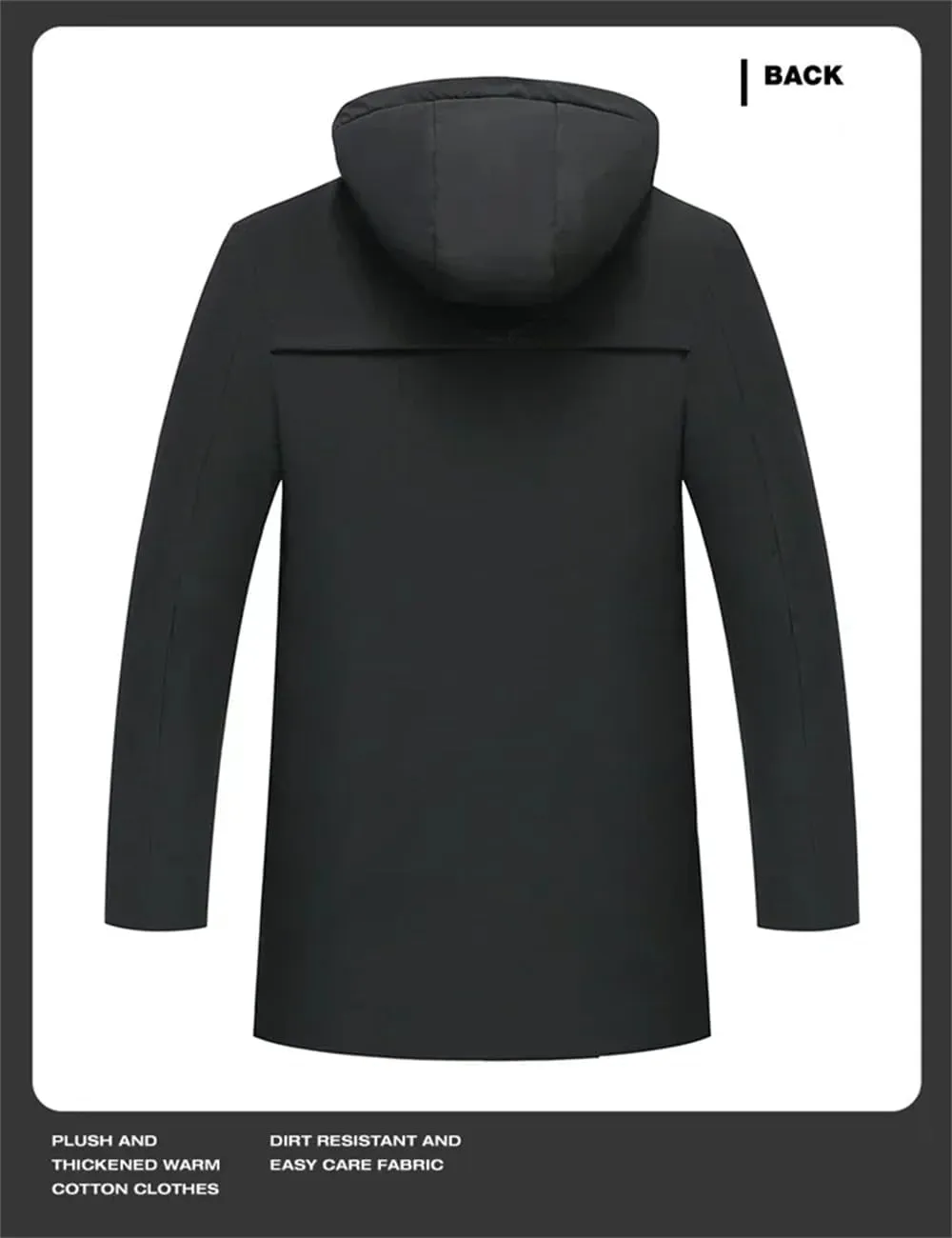 Men's Winter Zipper Cotton Padded Coat Outwear Casual Thick Jacket Hooded Windbreaker Parkas