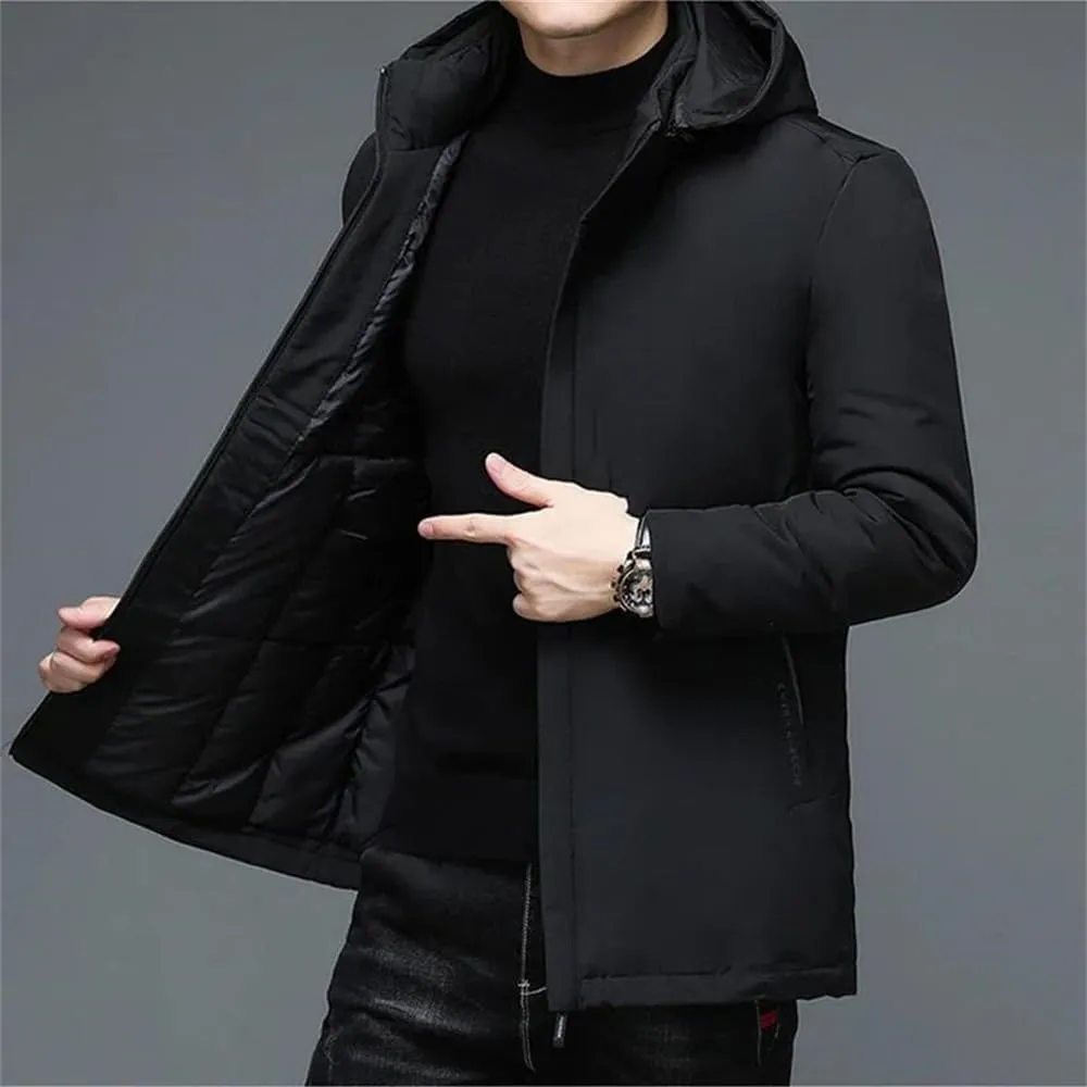 Men's Winter Zipper Cotton Padded Coat Outwear Casual Thick Jacket Hooded Windbreaker Parkas