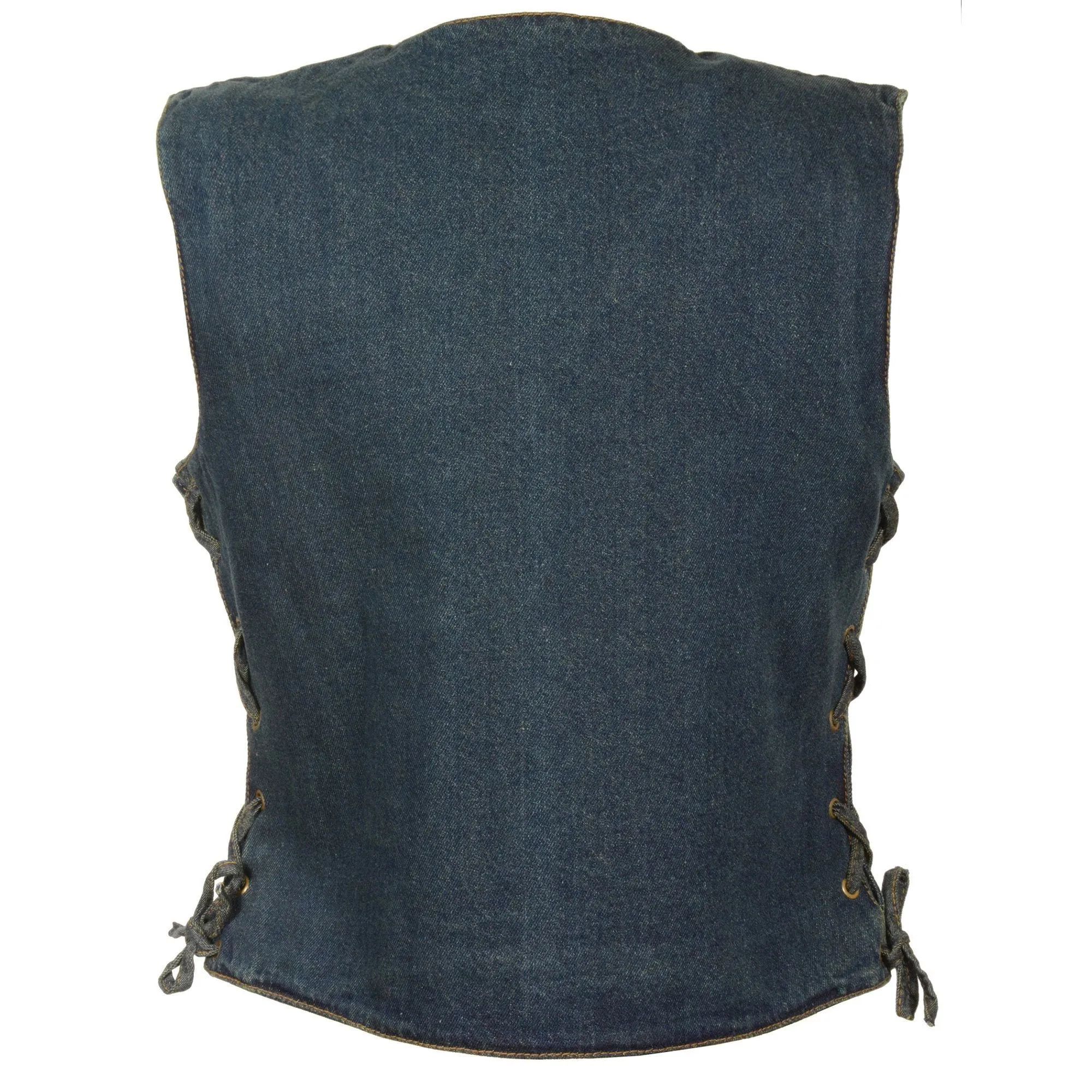Milwaukee Performance Denim-MDL4001-Ladies Blue Side Lace 3 Snap Front Denim Vest