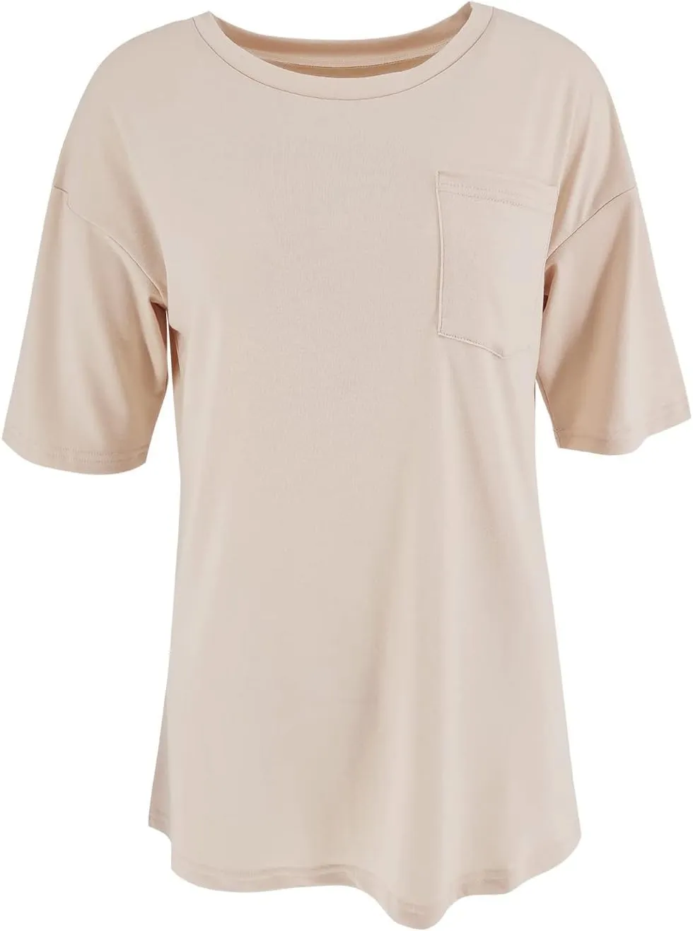 Muchpow Women's Crewneck Summer T Shirt Short Sleeve Casual Loose Tops with Pocket