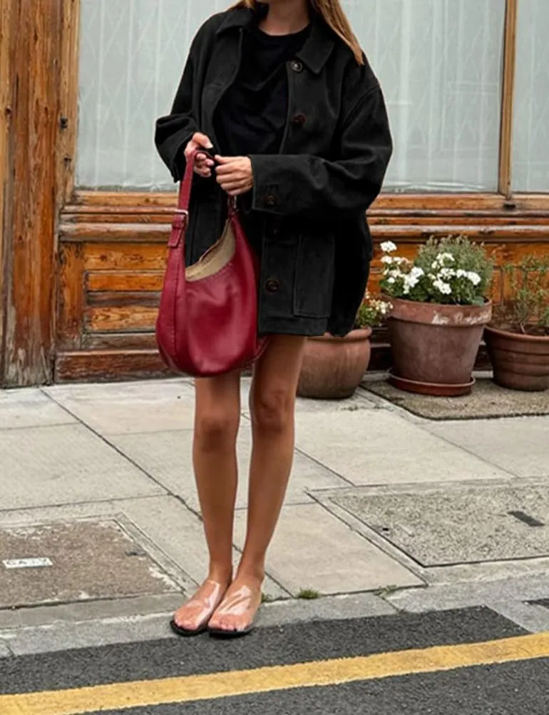 Mywinway Suede Jacket for Women 2024 Fall Winter Y2k Oversized Casual Faux Leather Blazer Jackets Trench Coat Outerwear