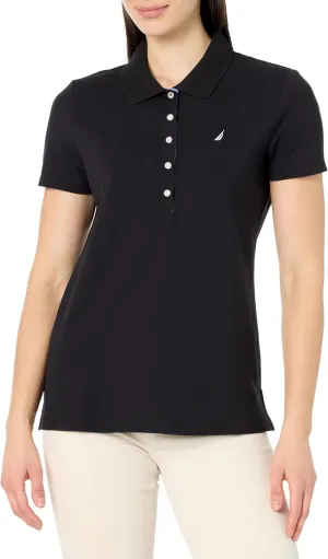 Nautica Women's Short Sleeve Button Placket Polo