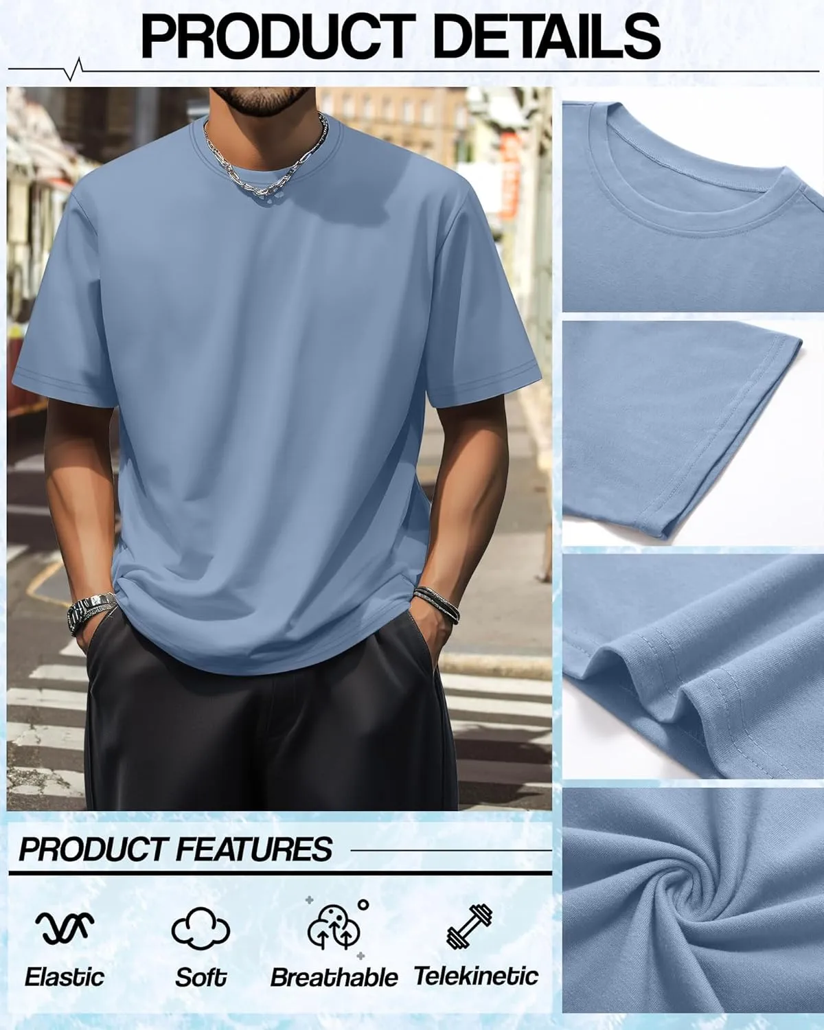 Neer 4 Pack Men's Big and Tall Shirts Summer Cotton Short Sleeve Tee Crew Neck Casual Top Basic Oversize T Shirts