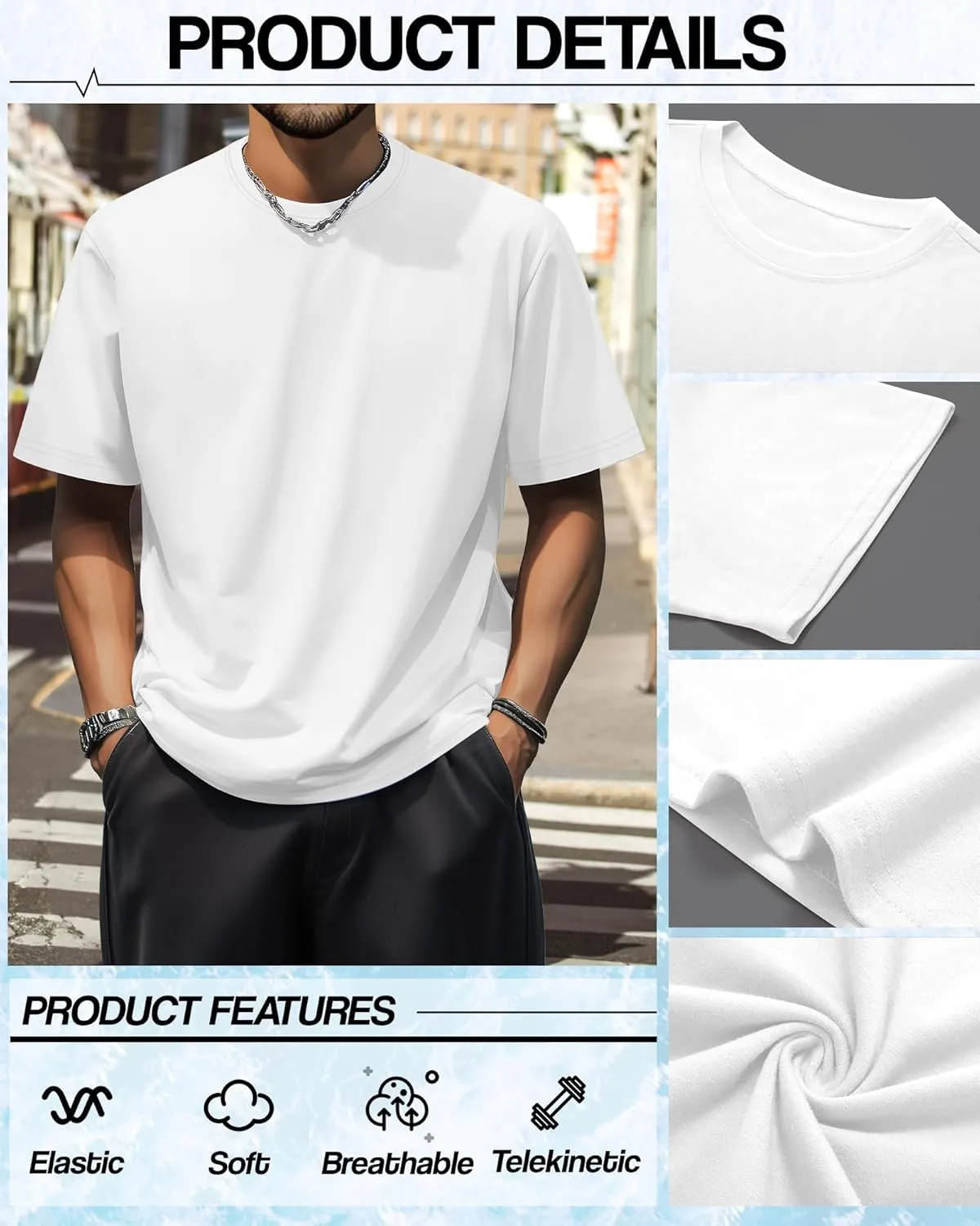 Neer 4 Pack Men's Big and Tall Shirts Summer Cotton Short Sleeve Tee Crew Neck Casual Top Basic Oversize T Shirts