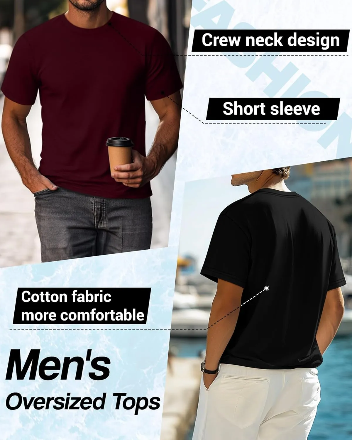Neer 4 Pack Men's Big and Tall Shirts Summer Cotton Short Sleeve Tee Crew Neck Casual Top Basic Oversize T Shirts