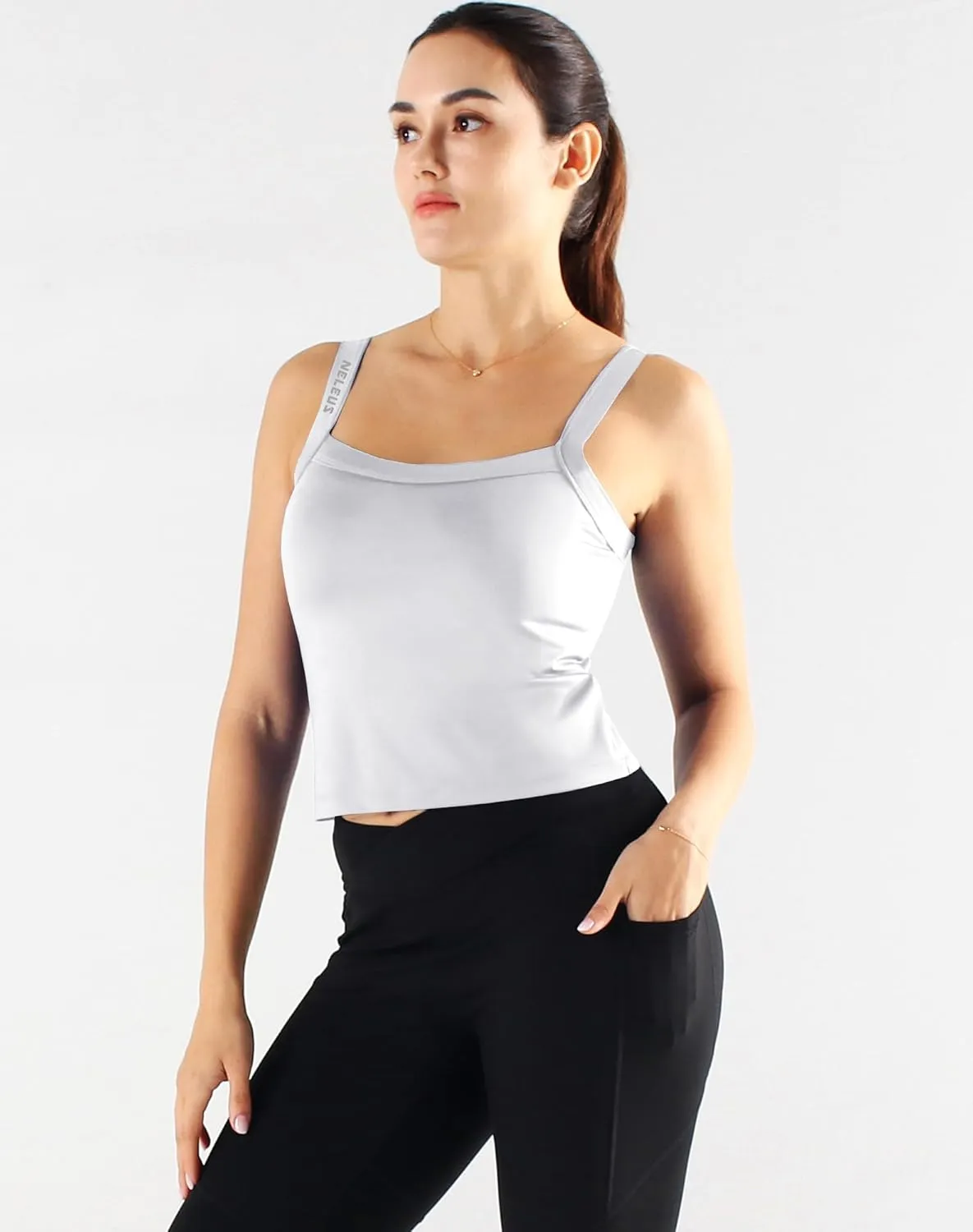 NELEUS Women's 3 Pack Athletic Compression Tank Top with Sport Bra Running Shirt