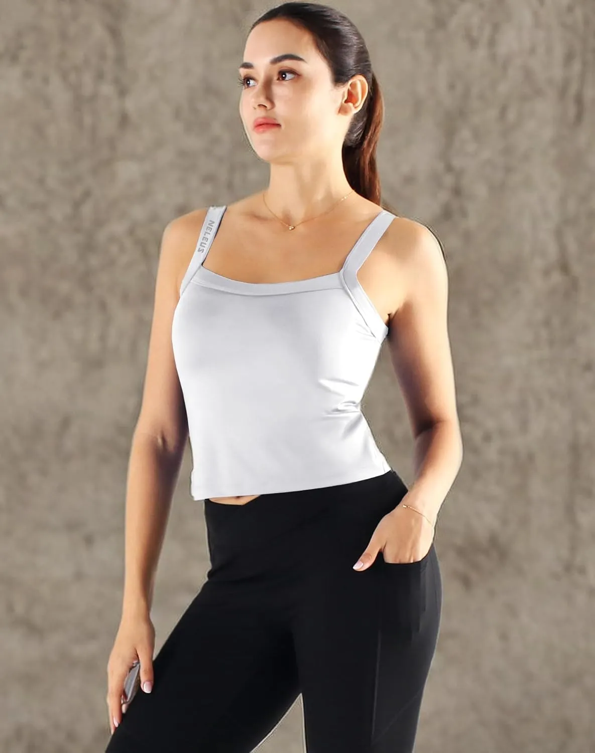 NELEUS Women's 3 Pack Athletic Compression Tank Top with Sport Bra Running Shirt