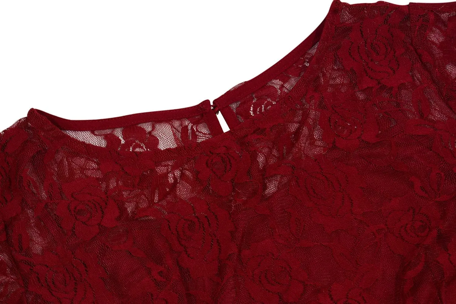 Nemidor Women's Scooped Neckline Floral lace Top Plus Size Cocktail Party Midi Dress