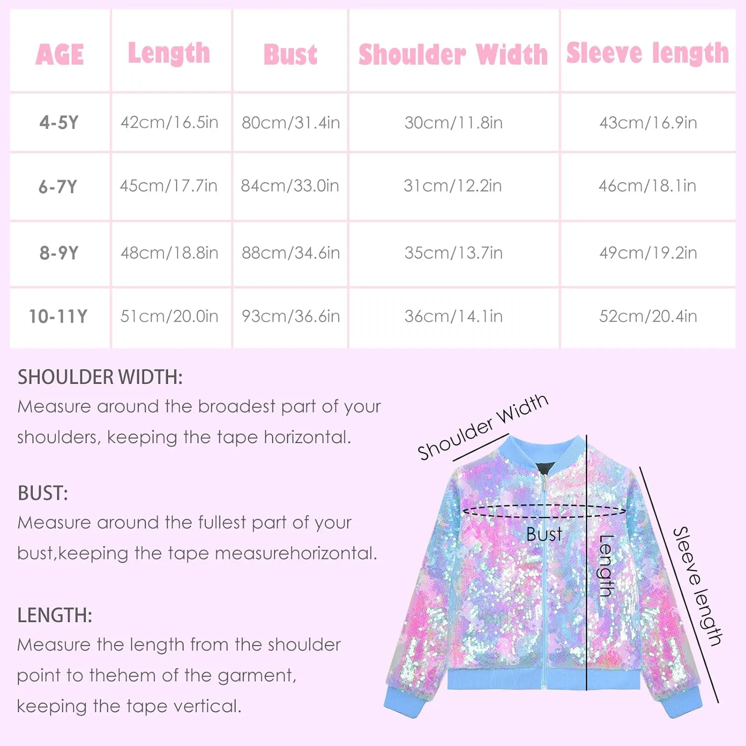 OlyPegic Girls Sequin Jackets Kids Bomber Jacket with Pockets Sparkle Outwear Glitter Zipper Coat Long Sleeve Birthday
