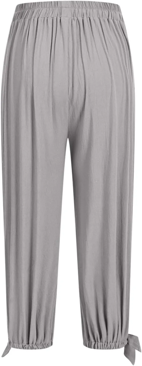 Palazzo Pants for Women Dressy Casual High Waist Drawstring Wide Leg Pants Plus Size Summer Beach Cropped Trousers 2025