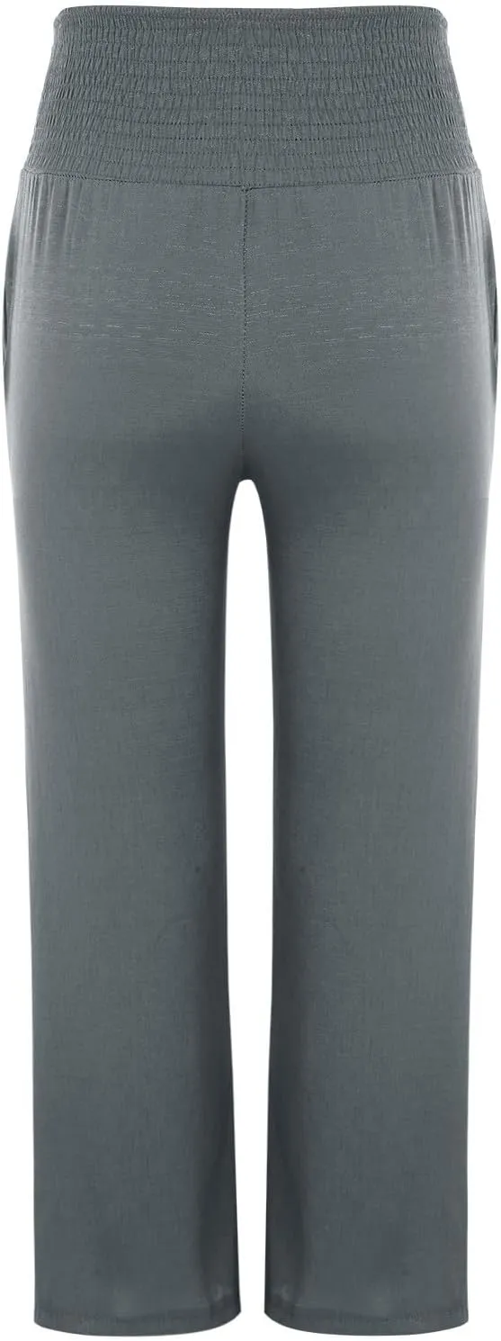Pants for Women Trendy Pants Comfy Work Pants with Pockets Elastic High Waist Paper Bag Drawstring N De Lino para