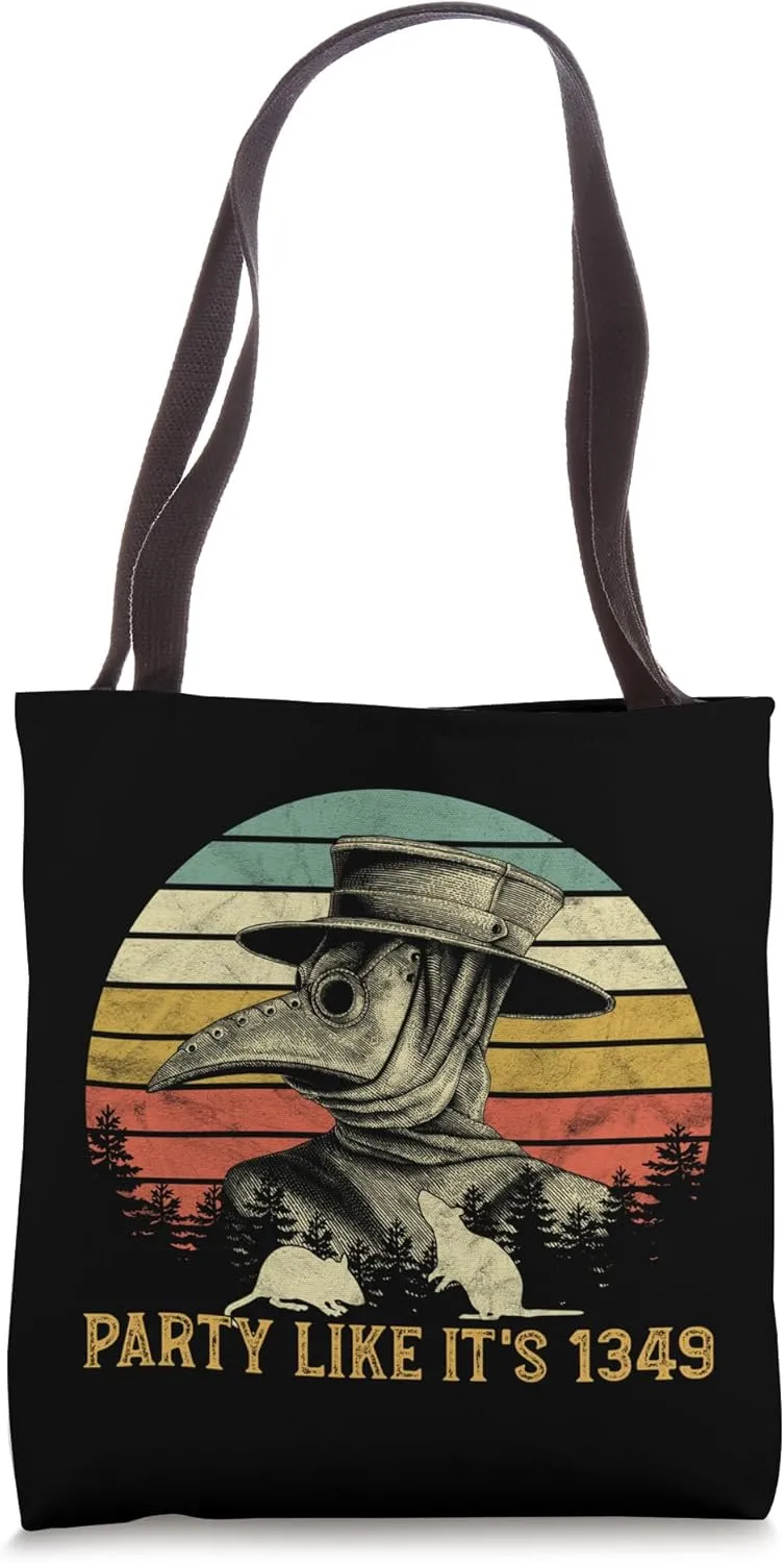 Party Like It's 1349 Rats Steampunk Medieval Plague Doctor Tote Bag