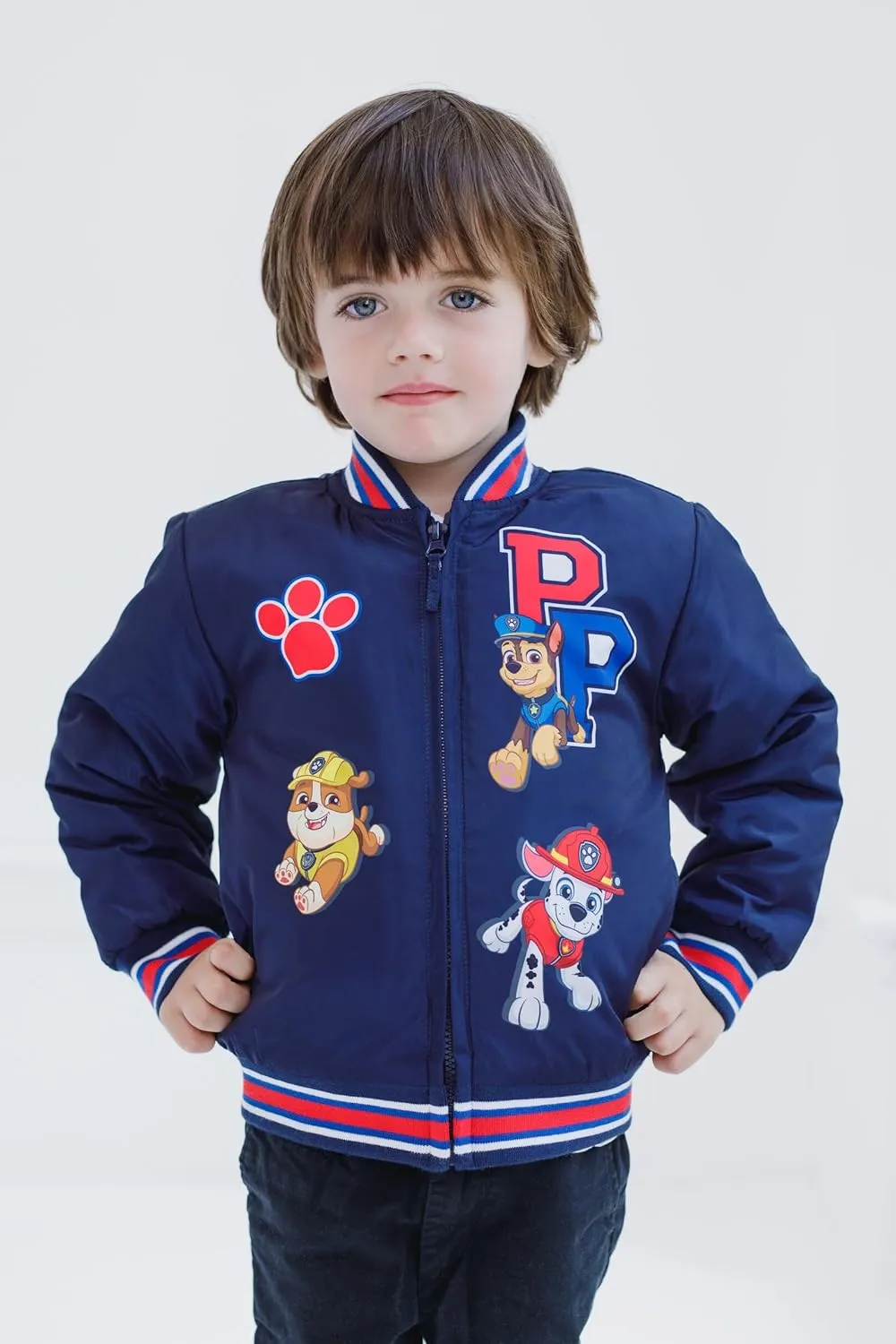 Paw Patrol Zip Up Varsity Bomber Jacket Toddler to Little Kid Sizes (2T - 7-8)