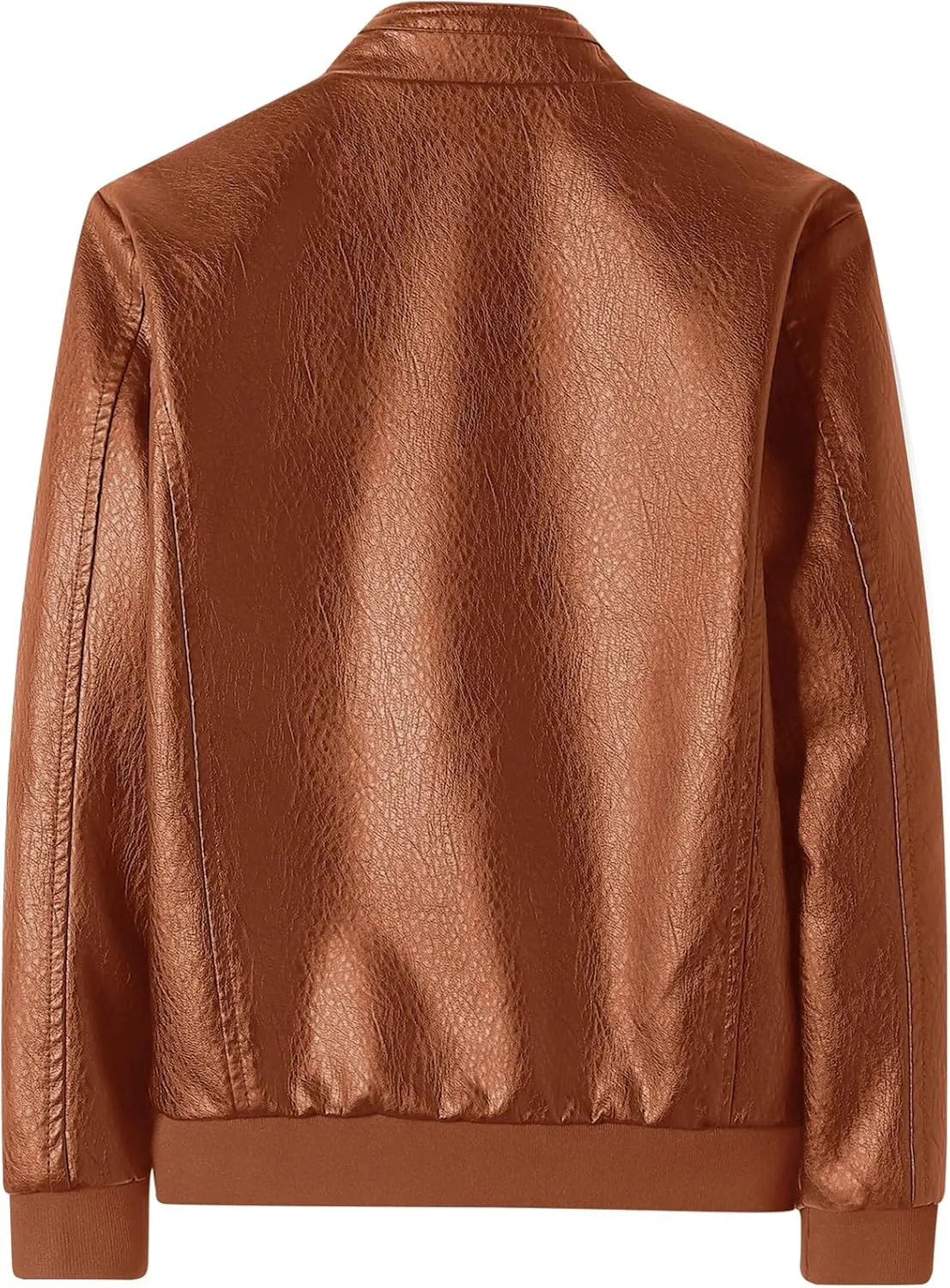 PEGENO Men's Stand Collar Leather Jacket Lightweight Faux Leather Motorcycle Jacket