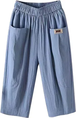 Plus Size Linen Pants for Women Cropped Pants Cotton High Waisted Trousers Loose Travel Vacation Lounge Trousers