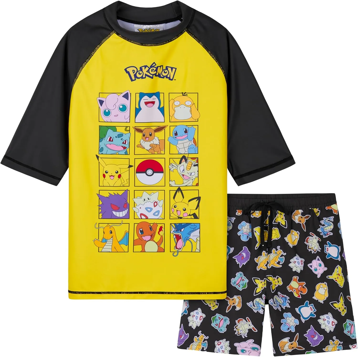 Pokemon Boys 2 Piece Swimwear Set, Swimming Top and Boys Swim Trunks