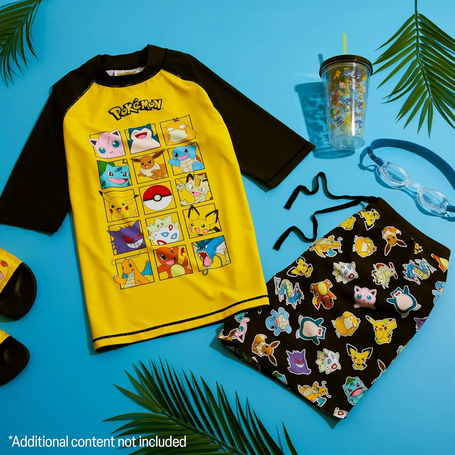 Pokemon Boys 2 Piece Swimwear Set, Swimming Top and Boys Swim Trunks