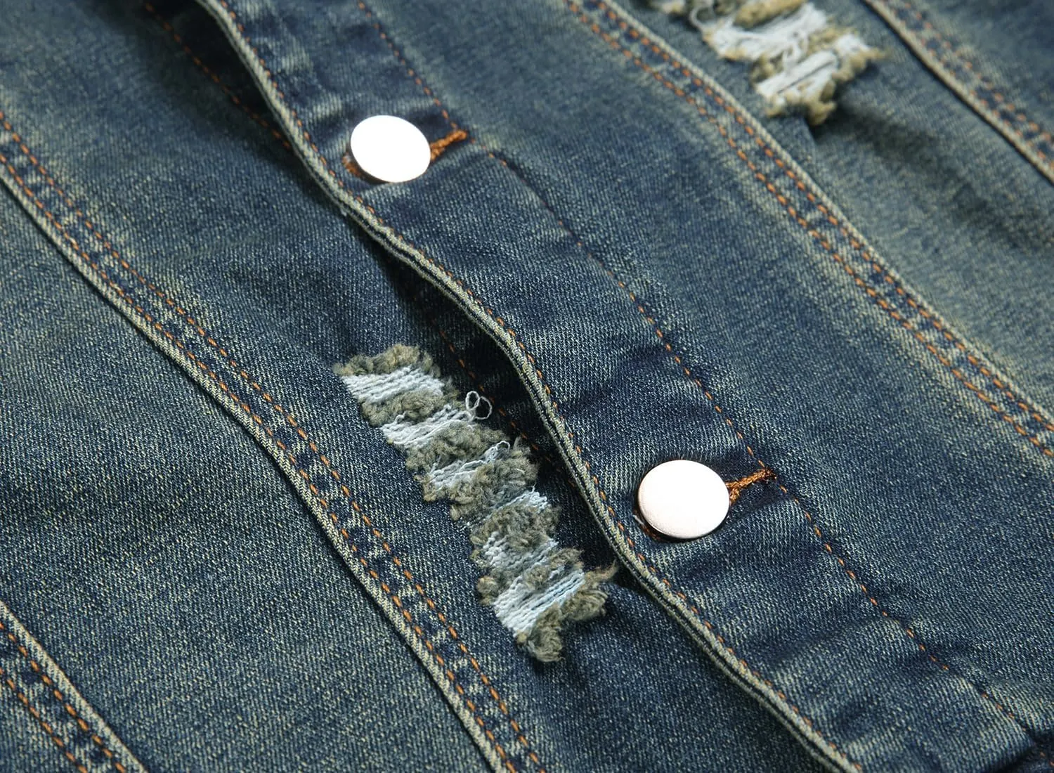 QIMYUM Jean Jacket For Men, Distressed Slim Denim Jacket