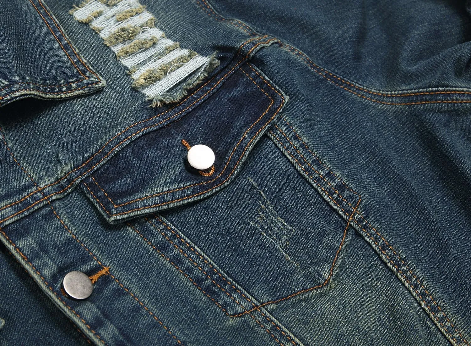 QIMYUM Jean Jacket For Men, Distressed Slim Denim Jacket