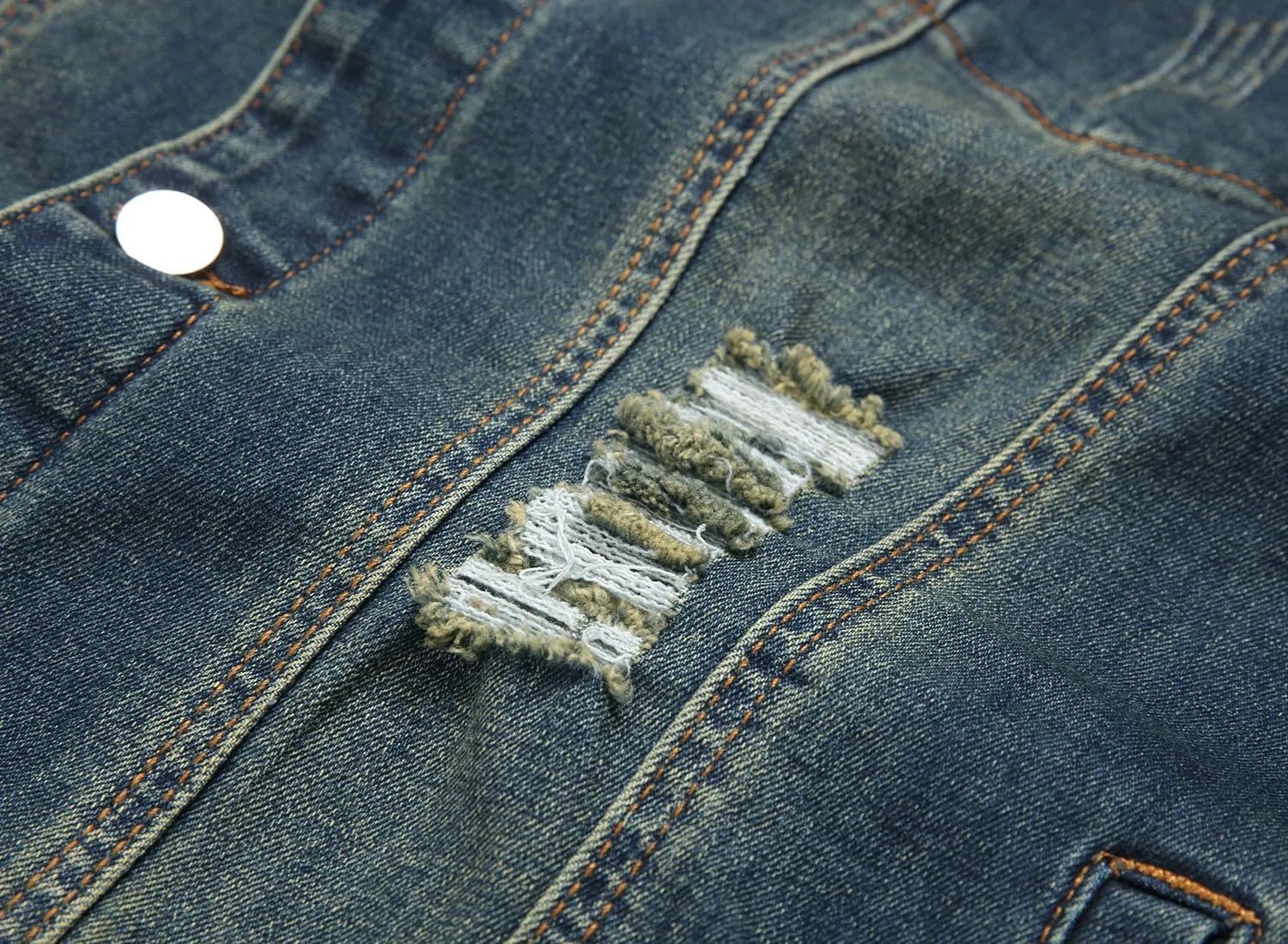 QIMYUM Jean Jacket For Men, Distressed Slim Denim Jacket