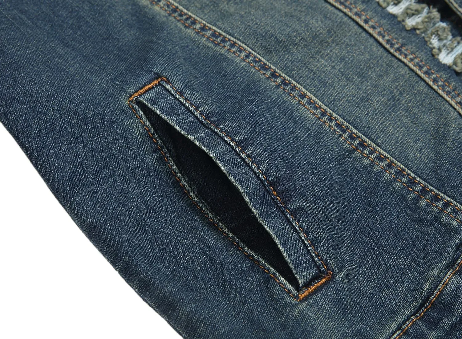 QIMYUM Jean Jacket For Men, Distressed Slim Denim Jacket