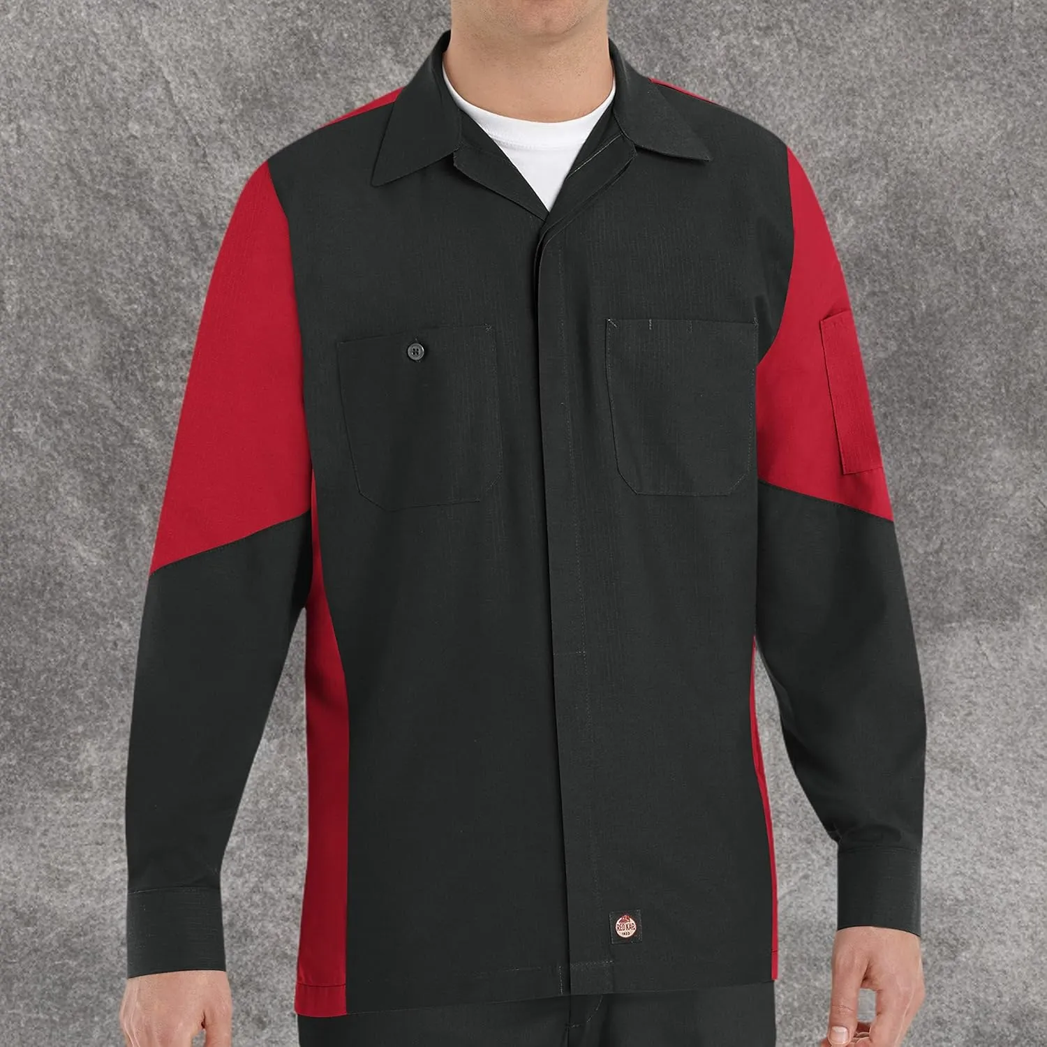 Red Kap Men's Long Sleeve Two-Tone Crew Shirt