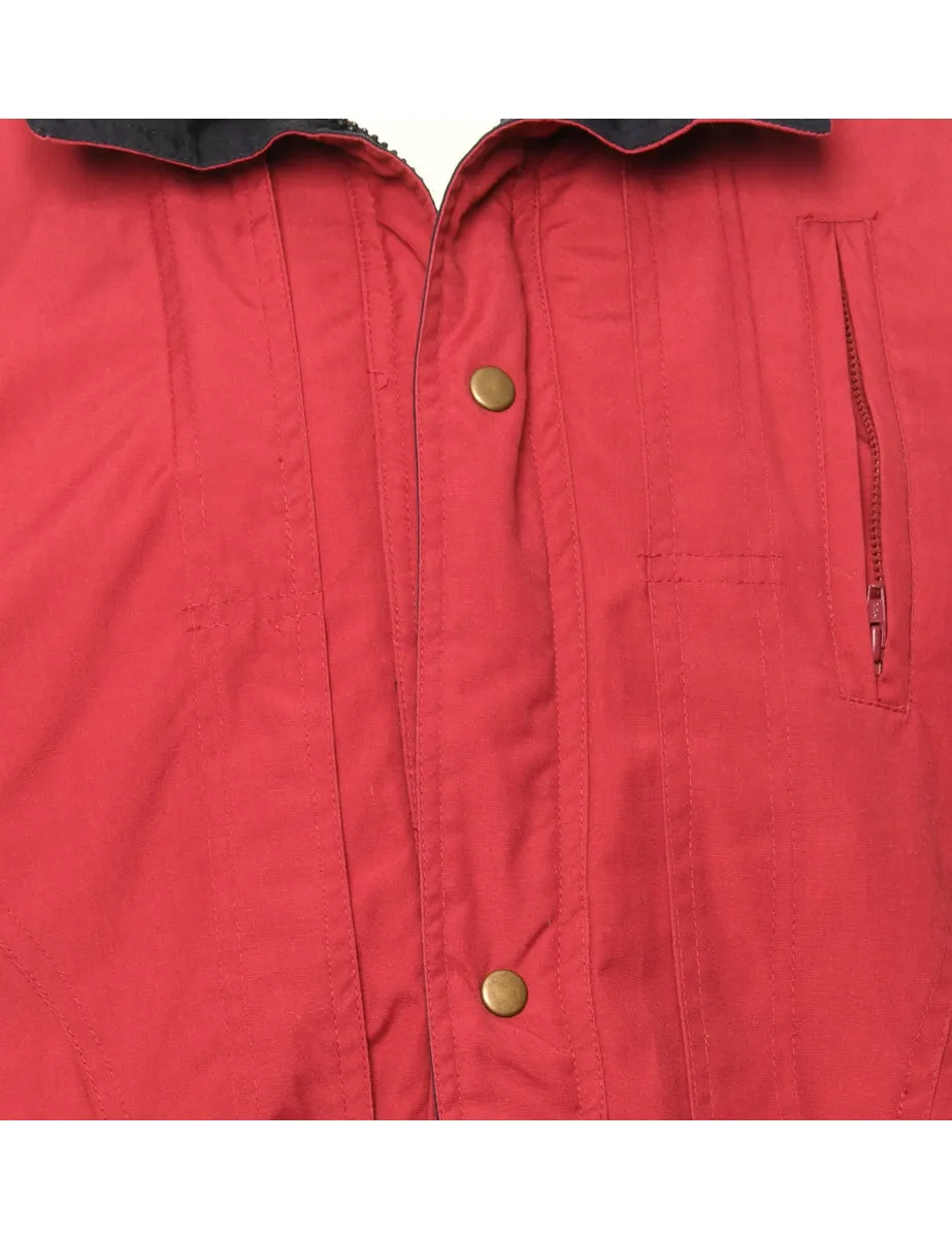 Red Zip Front Ski Jacket - M