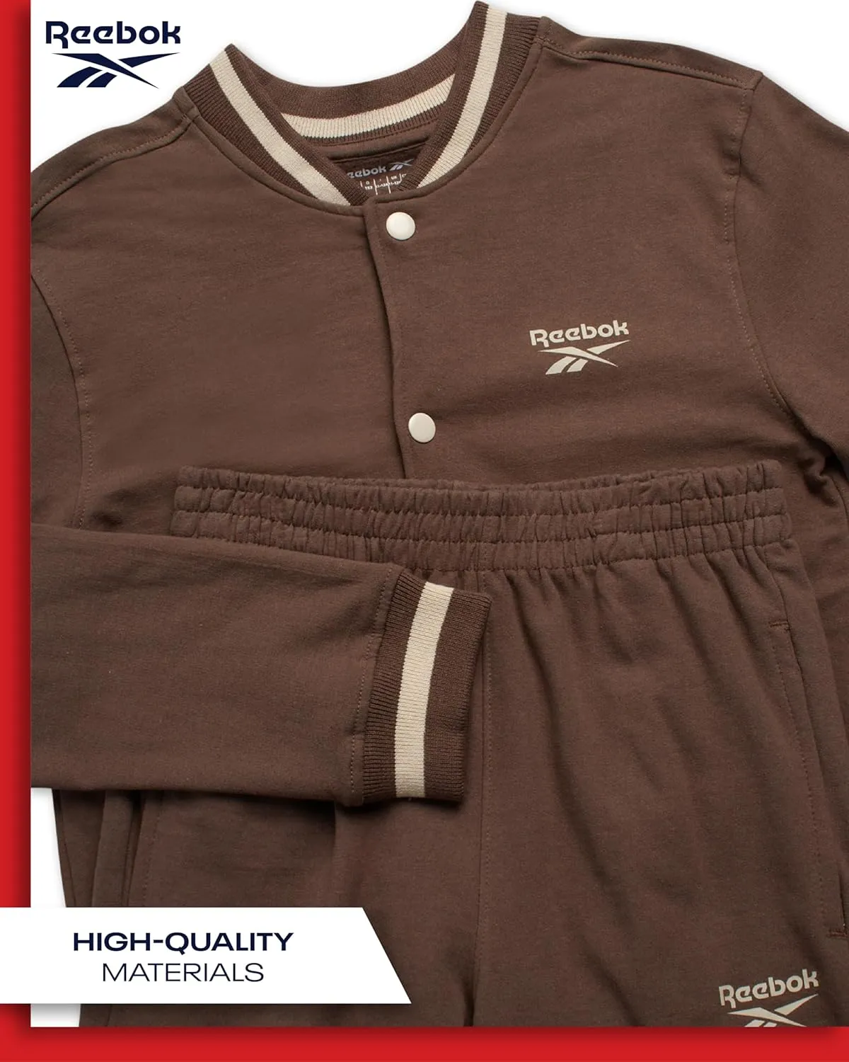 Reebok Boys' Active Tracksuit Set - 2 Piece Performance Fleece Varsity Jacket and Jogger Sweatpants for Boys (Sizes: 8-12)