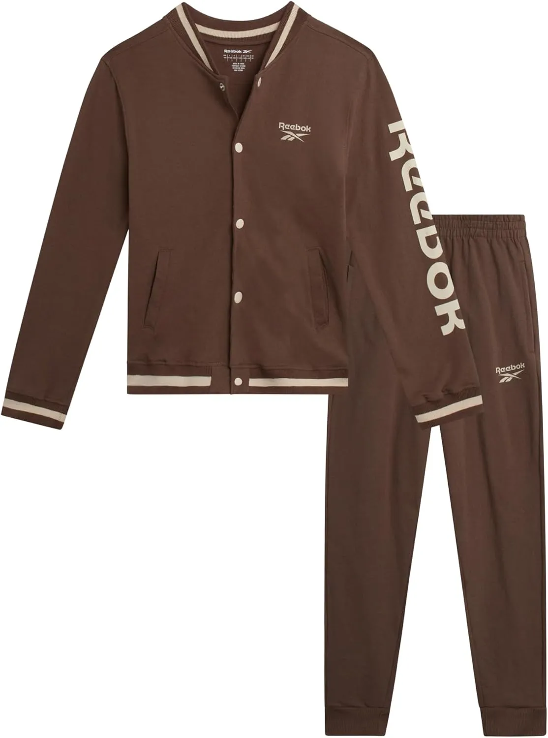 Reebok Boys' Active Tracksuit Set - 2 Piece Performance Fleece Varsity Jacket and Jogger Sweatpants for Boys (Sizes: 8-12)