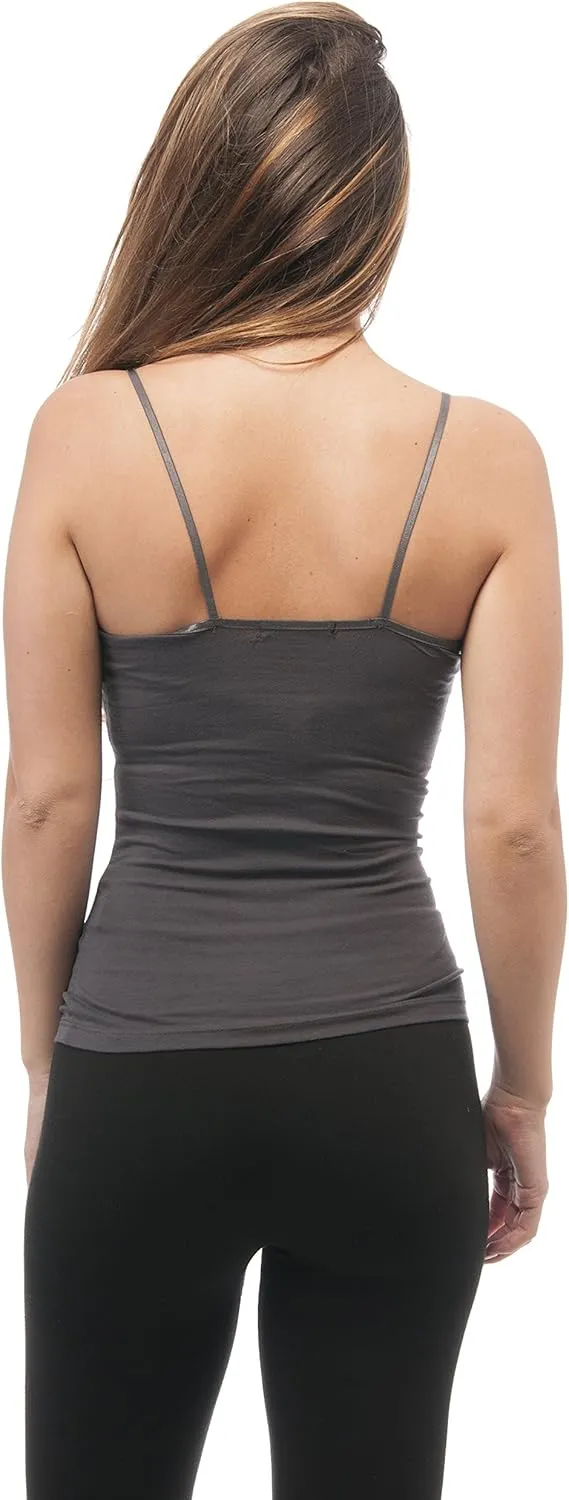 Regular Length Spaghetti Strap Tank Top Camis Basic Camisole Cotton Plain Solid Color