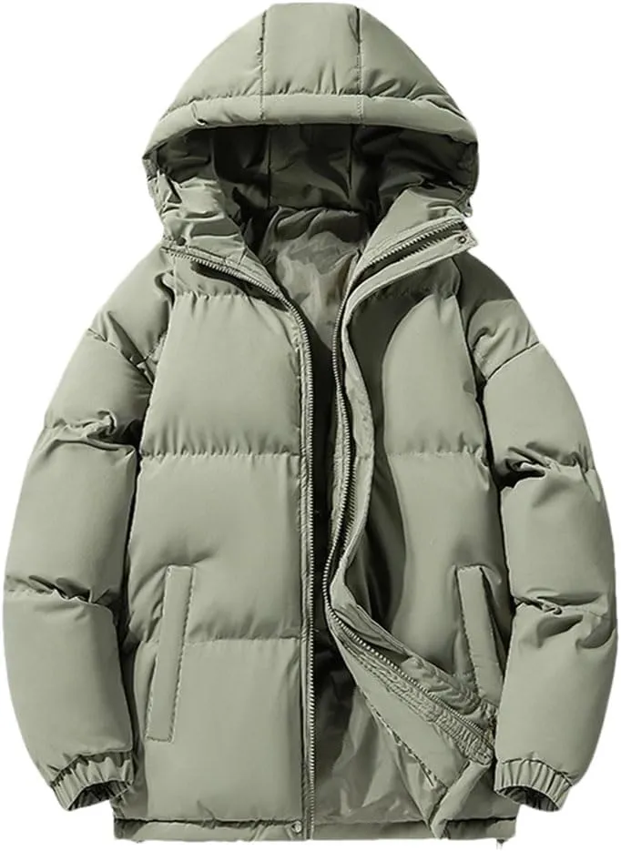 REHJJDFD Men's Warm Jacket Cotton Padded Jacket Casual Sports Jacket Men's Hooded Warm Thick Parkas