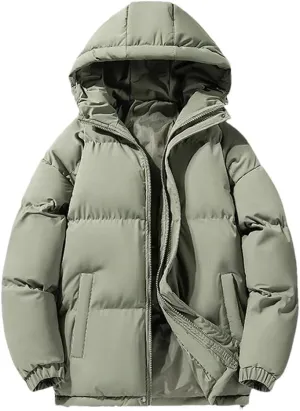REHJJDFD Men's Warm Jacket Cotton Padded Jacket Casual Sports Jacket Men's Hooded Warm Thick Parkas