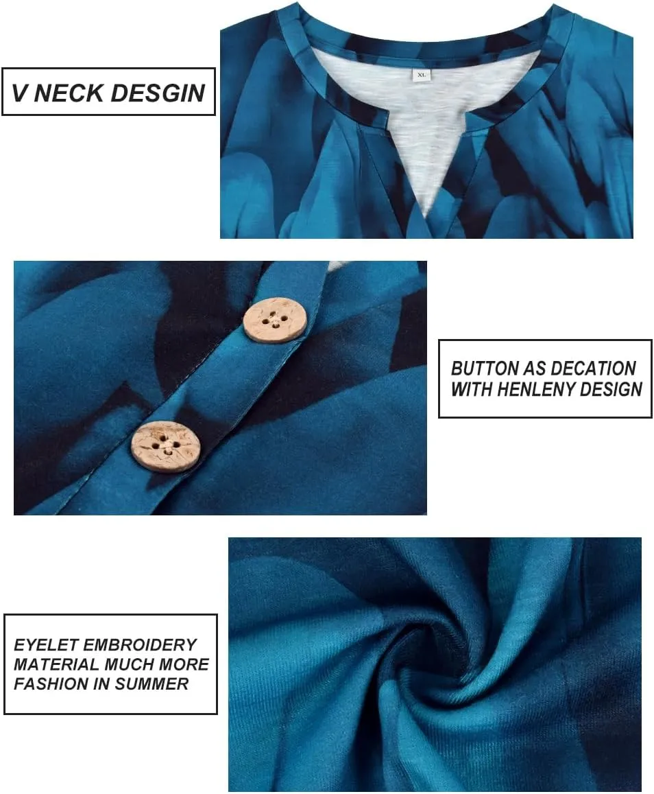 RITERA Plus Size Tops for Women V Neck Button Up Short Sleeve Henley Tshirt Casual Blouse Pullover Basic 12W 14W XL-5XL