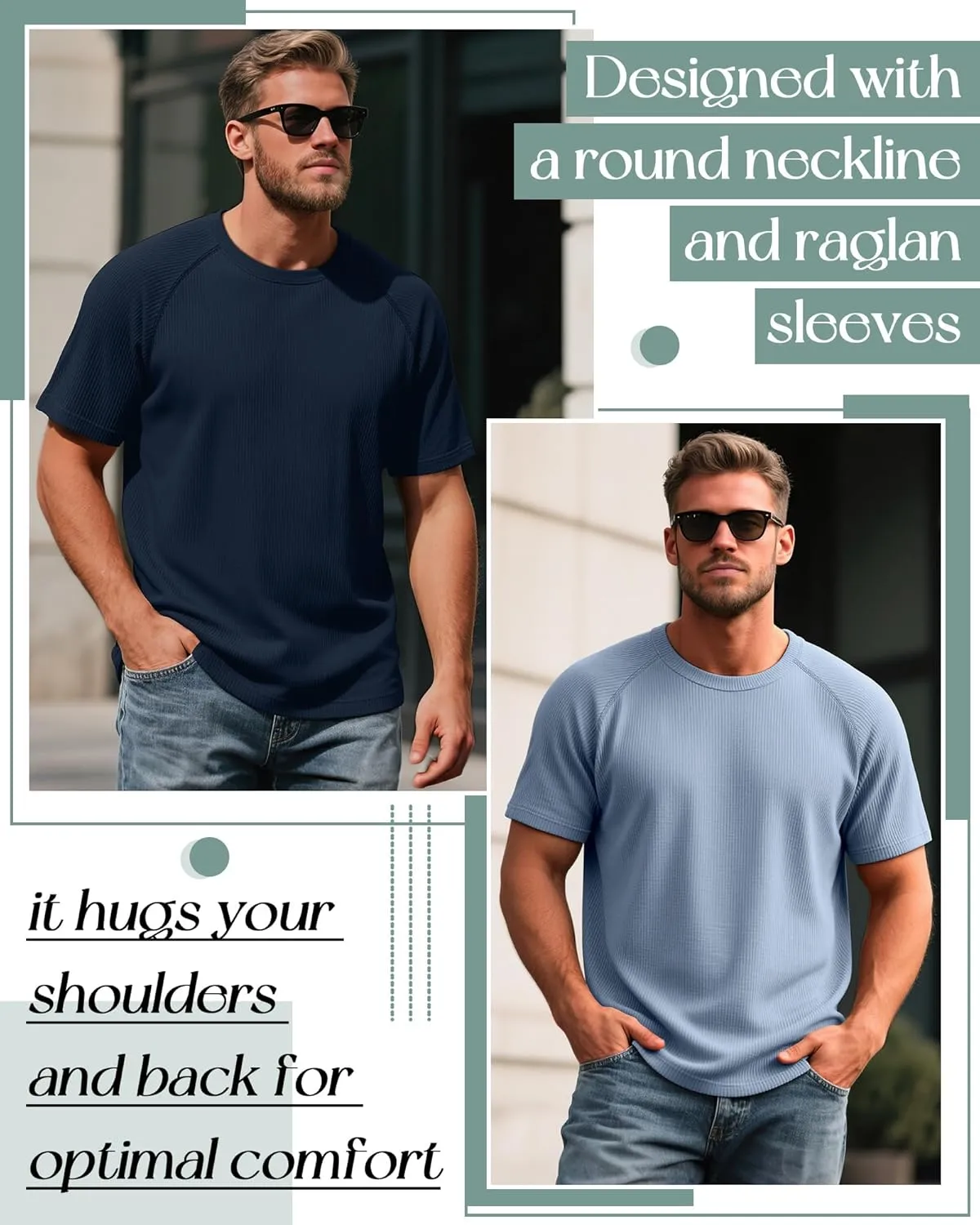 Riyiper 3 Pack Men's Big and Tall Ribbed Knit T-Shirts XL-5XL Summer Textured Casual Short Sleeve Tops Crew Neck Basic Tee