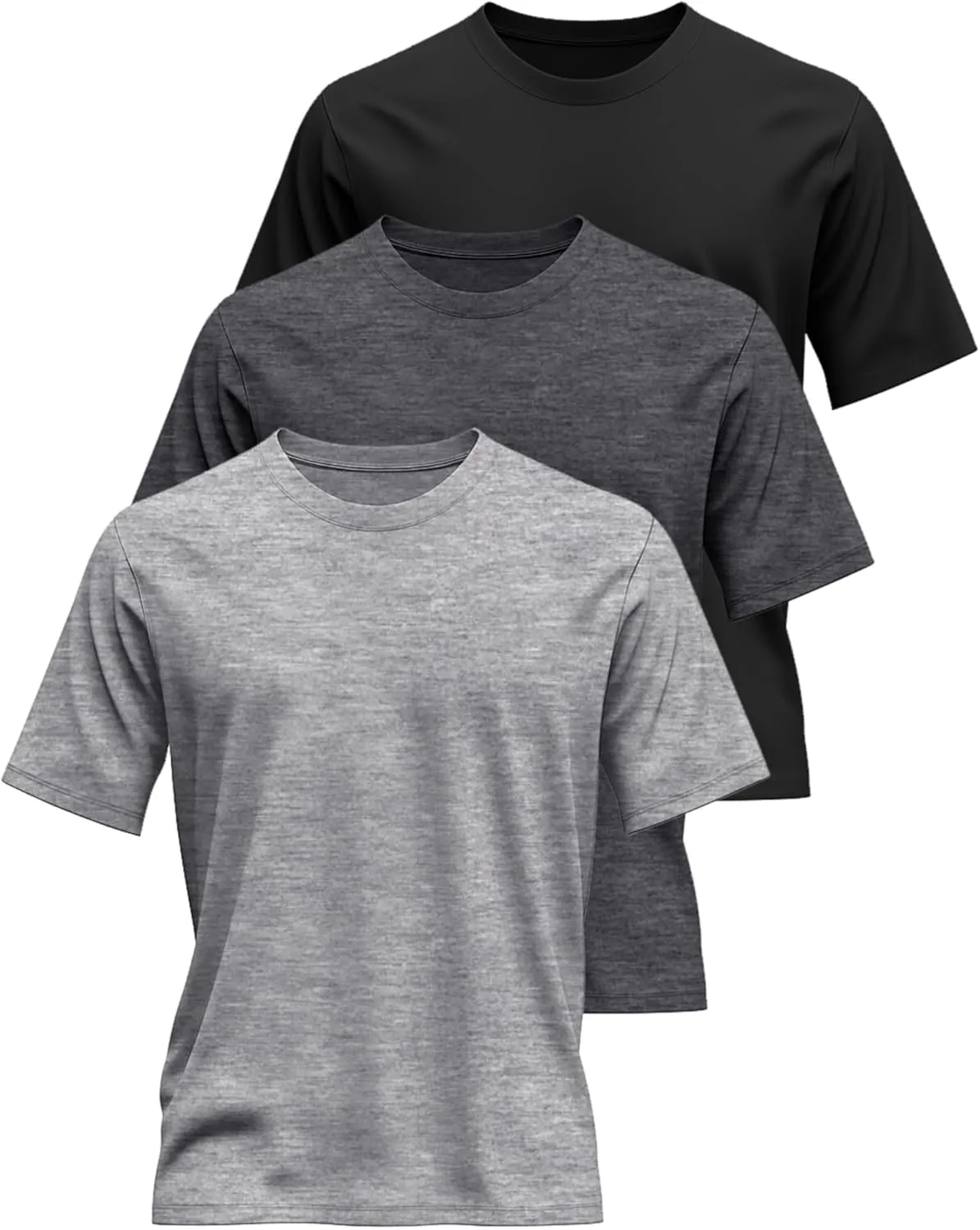 Riyiper 3 Pack Men's Big and Tall Shirts Half Sleeve Cotton Tee Crew Neck Elbow Length Top Casual Loose Fit T Shirts