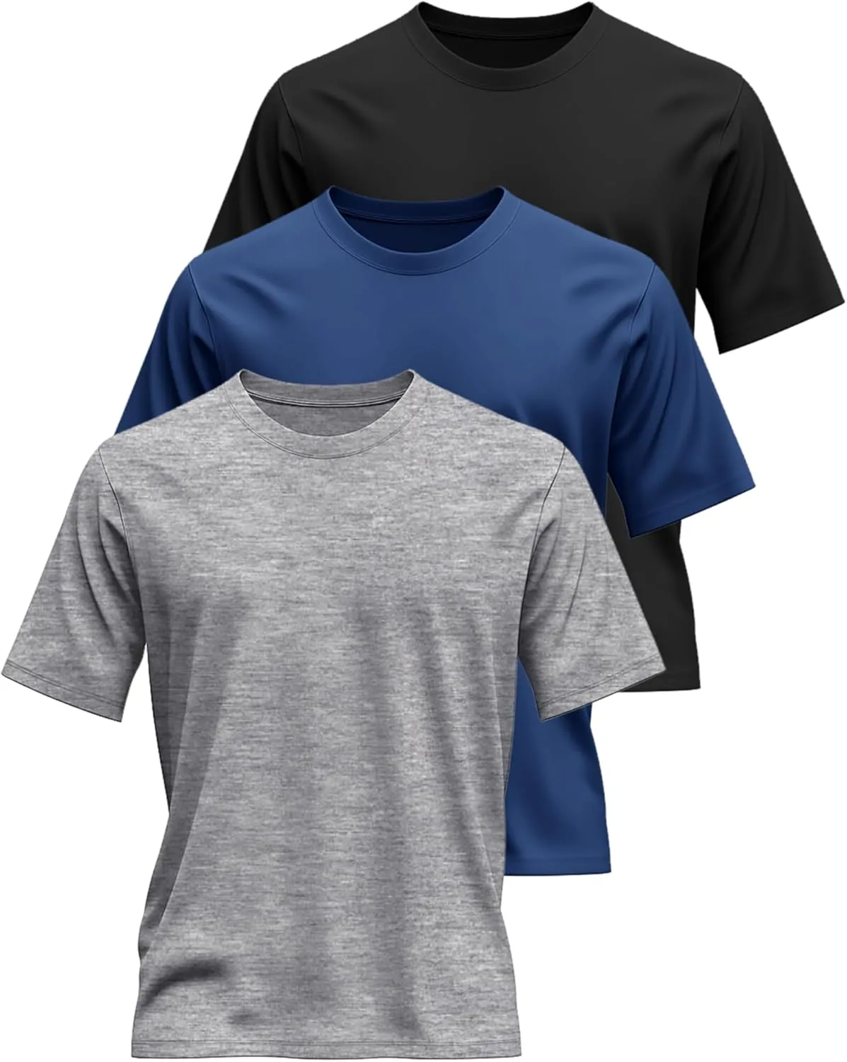 Riyiper 3 Pack Men's Big and Tall Shirts Half Sleeve Cotton Tee Crew Neck Elbow Length Top Casual Loose Fit T Shirts