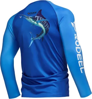 Rodeel Men's Fishing Shirts for Men Long Sleeve Wicking Fabric UPF 50 Sun Protection Performance Shirt