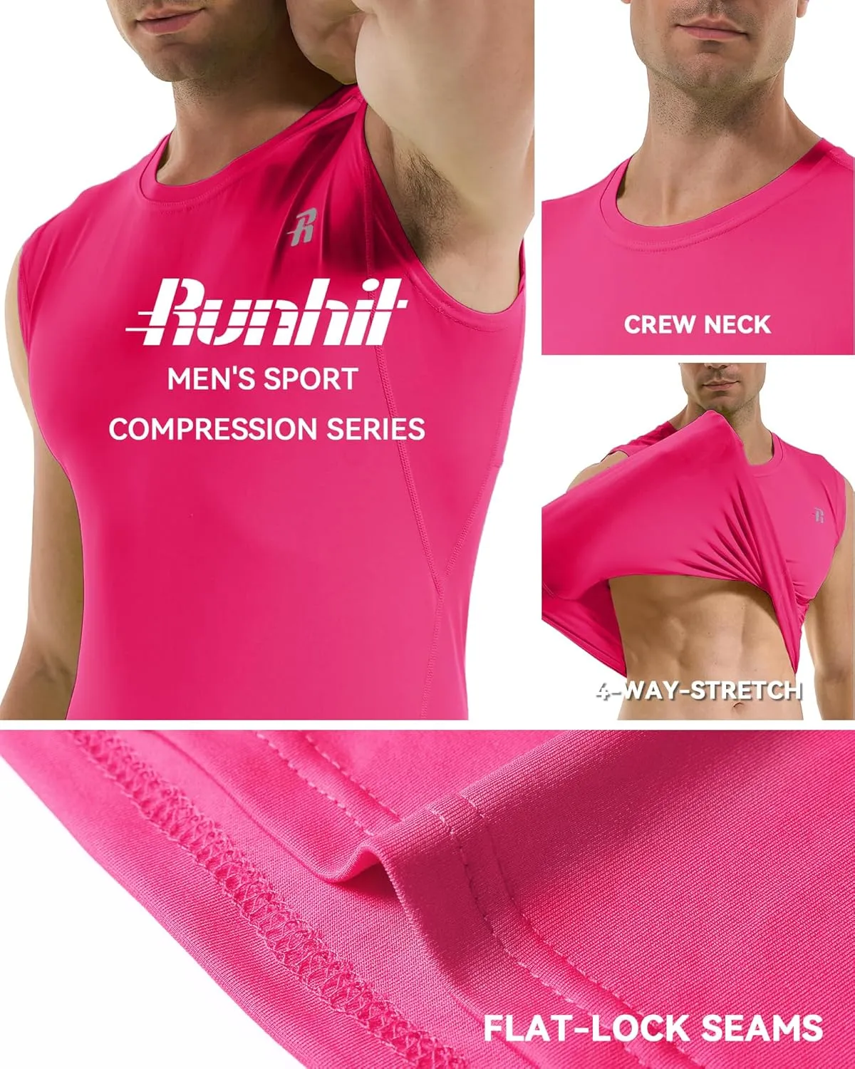 Runhit Sleeveless Compression Shirt Men Tank Top Athletic Muscle Shirts for Men