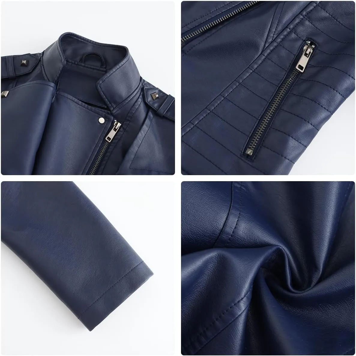 Sister Amy Women PU Leather Jacket Women Bomber Jacket Cropped Zipper Jacket Moto Coat