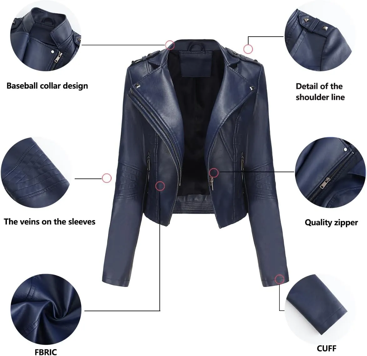 Sister Amy Women PU Leather Jacket Women Bomber Jacket Cropped Zipper Jacket Moto Coat